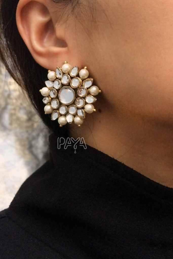 Kundan Earrings Stud Stylist Punjabi Earrings Round Shape Stud Wedding  Jewelry Bridal Sets Indian Women Fashion Earrings - Etsy